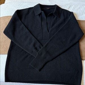 Quince Women's Black Cashmere Polo Sweater